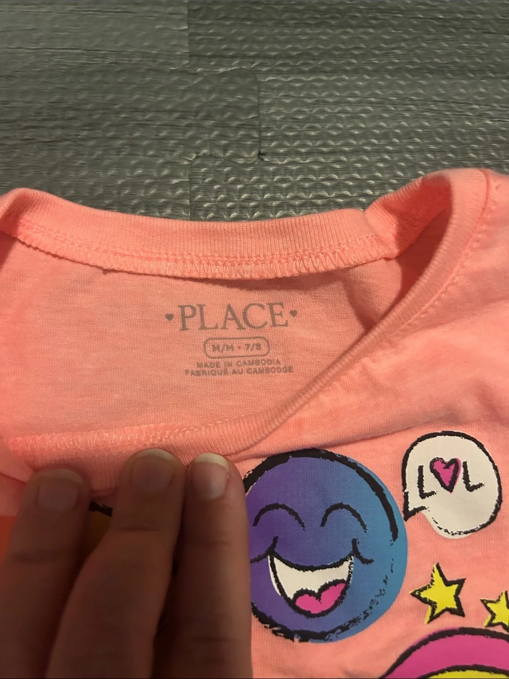 The Children's Place Coral Short Sleeve Emoji Rainbow Graphic Tee